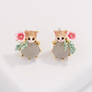 COPY - Les NEREIDES KITTY pink stone earrings